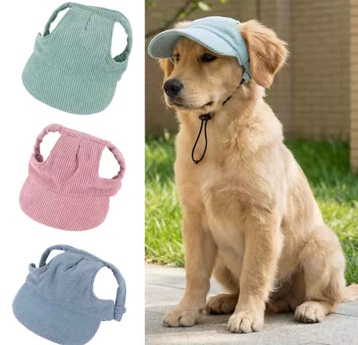 Fashion Big Dog Baseball Cap Durable Corduroy Adjustable Pet Sun Hat for Small Medium Large Dogs Golden Retriever Corgi Supplies