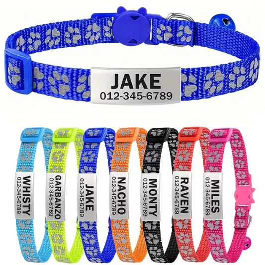 Anti-lost Engraved Cat Collar With Bell Fast Breakaway Customize Name Id Tag Personalized Pet Products Accessory