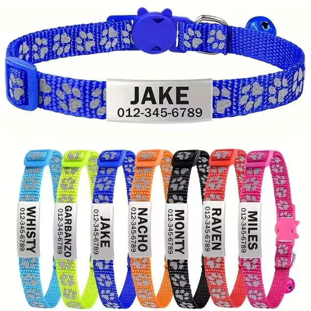 Anti-lost Engraved Cat Collar With Bell Fast Breakaway Customize Name Id Tag Personalized Pet Products Accessory
