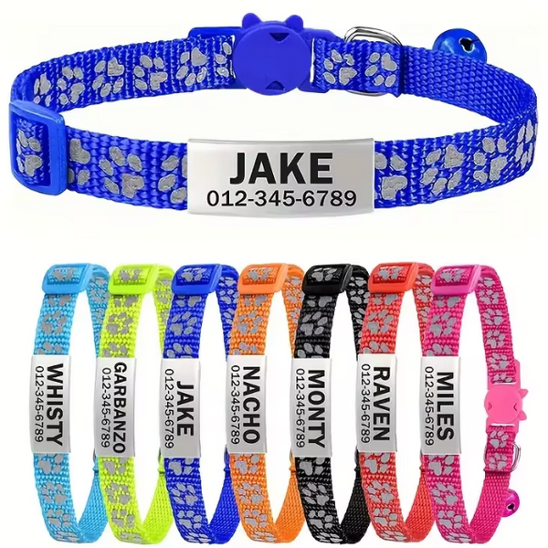 Anti-lost Engraved Cat Collar With Bell Fast Breakaway Customize Name Id Tag Personalized Pet Products Accessory