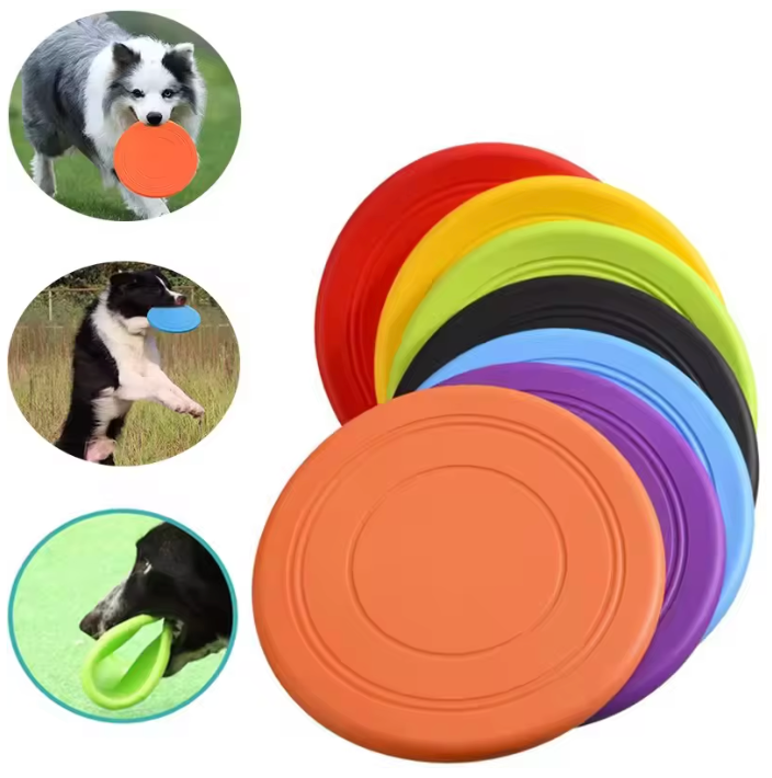 Interactive Pet Flying Disc Soft Rubber Flying Saucer Throwing Toy for Dogs Outdoor Exercise Play Fetch Training Dog Supplies