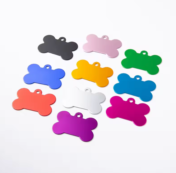 Aluminum Alloy Pet ID Tags 10Pcs Bone Shaped Blank Engraved Dog Cat Name Phone Number Identification Card Tags