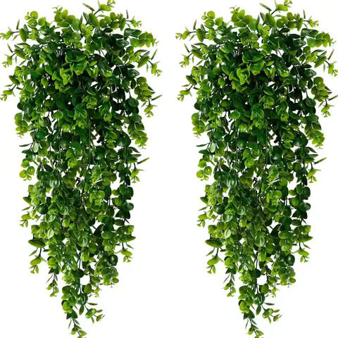 Artificial Hanging Plants Faux Eucalyptus Leaf Greenery Vine Outdoor UV Resistant Plastic Plants for DIY Home Wedding Decoration