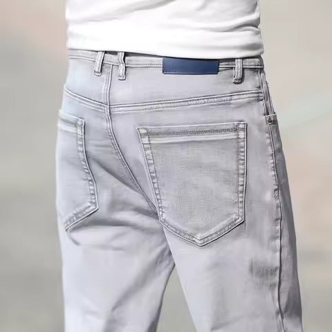 2026 New Men's Straight Business Jeans Spring Summer Thin Fashionable Casual Slim Elastic Male Brand Clothing Denim Pants