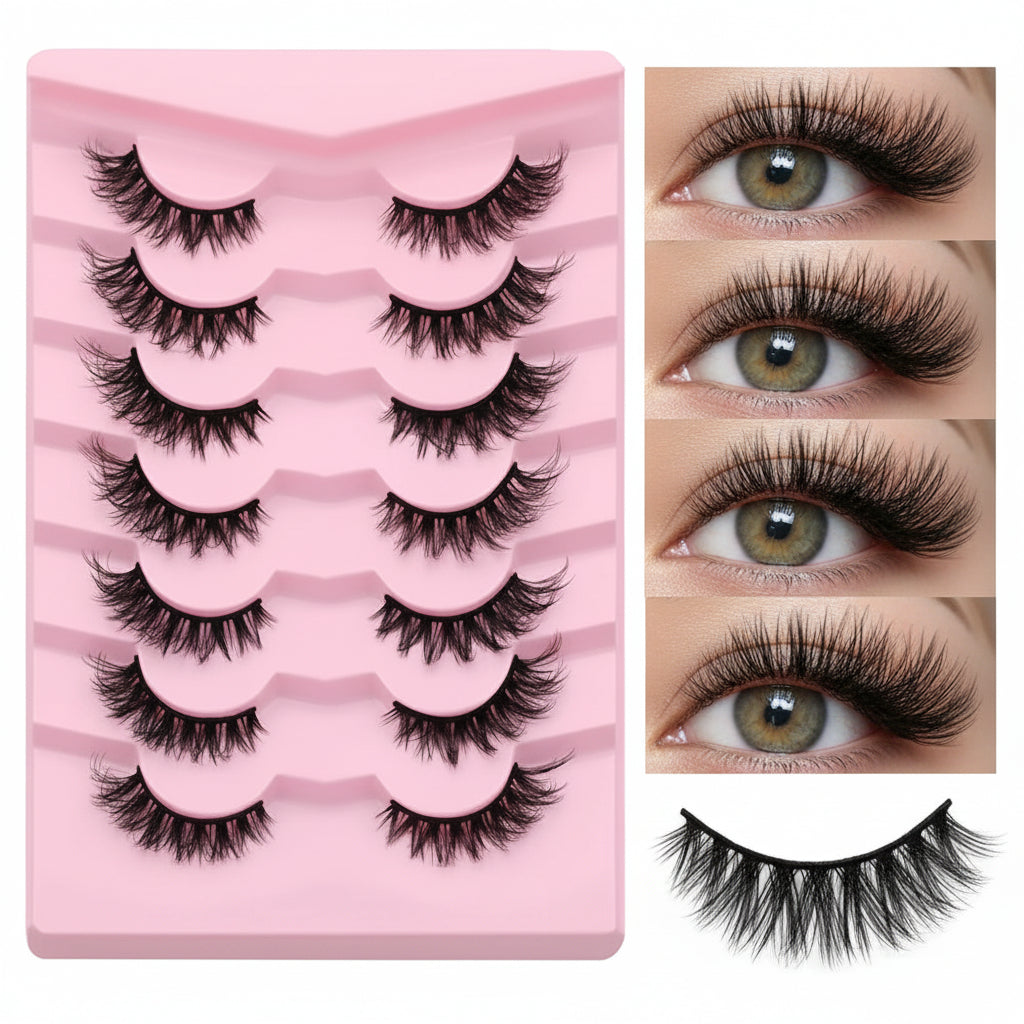 7 Pairs Natural Fluffy 3D Stereo Eyelashes Light Comfortable Deep-Fried Hair Simulation Enhanced Eye Look