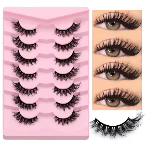 7 Pairs Natural Fluffy 3D Stereo Eyelashes Light Comfortable Deep-Fried Hair Simulation Enhanced Eye Look