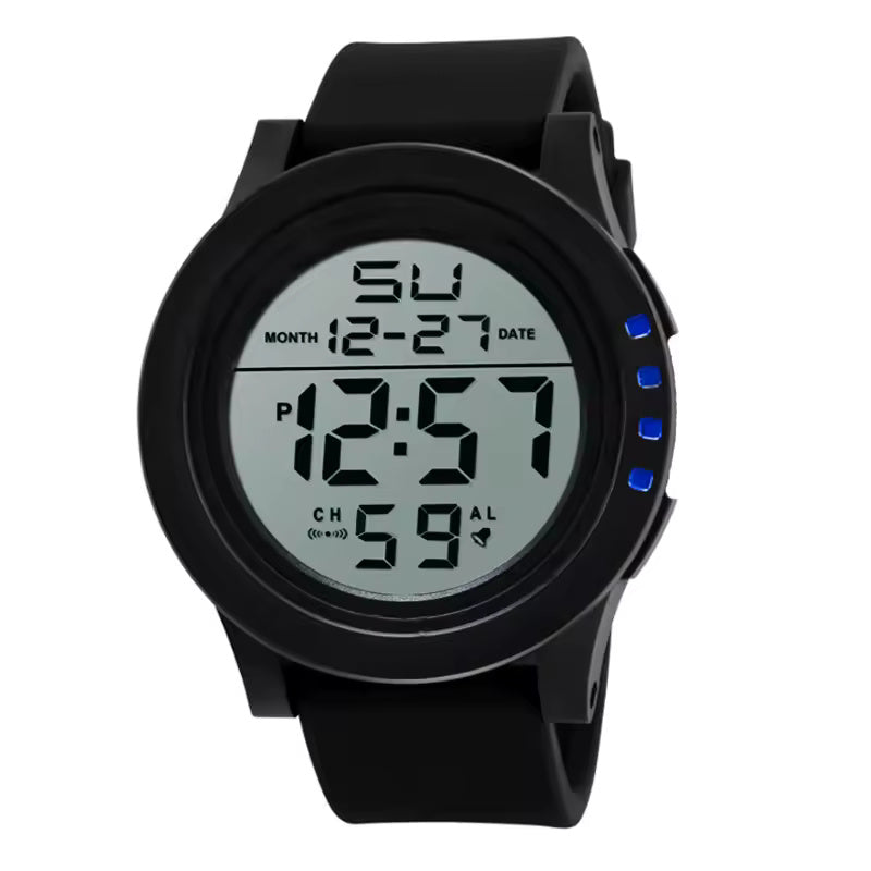 New men's watch student large dial silicone sports watch multifunctional cold light electronic watch